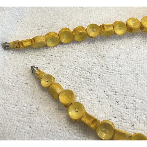 1990s Fish Vertebrae-Scales Necklace-Earrings Canary Yellow Vintage RARE FIND - Picture 5 of 5